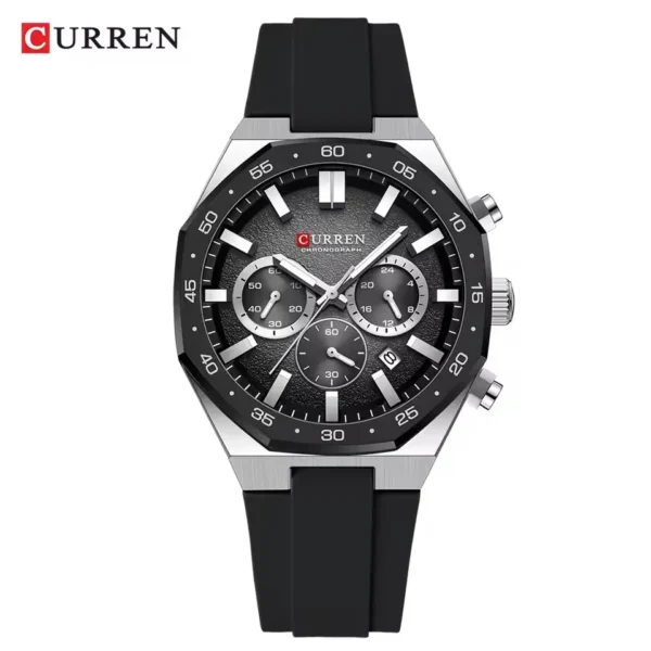 Curren 8489 Watch For Men Silicon Belt - Black