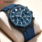 Curren 8489 Watch For Men Silicon Belt - Blue - Image 3
