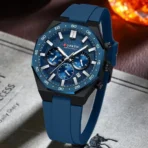 Curren 8489 Watch For Men Silicon Belt - Blue - Image 4