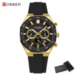Curren 8489 Watch For Men Silicon Belt - Gold