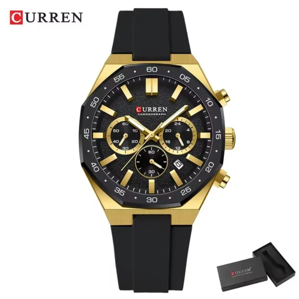 Curren 8489 Watch For Men Silicon Belt - Gold