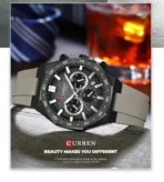 Curren 8489 Watch For Men Silicon Belt - Gray - Image 3