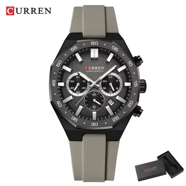 Curren 8489 Watch For Men Silicon Belt - Gray