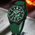 Curren 8489 Watch For Men Silicon Belt - Green - Image 2