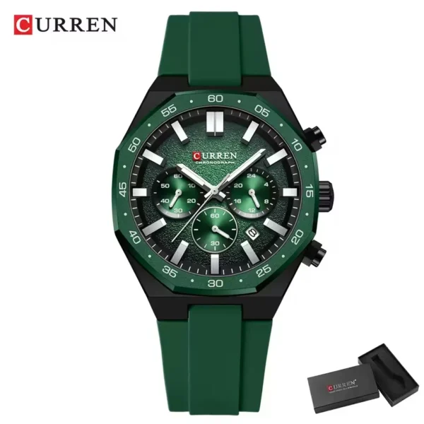 Curren 8489 Watch For Men Silicon Belt - Green