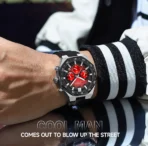 Curren 8489 Watch For Men Silicon Belt - Red - Image 3