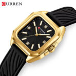 CURREN 9113 Watch Silicon Strap For Women-Golden Black - Image 2