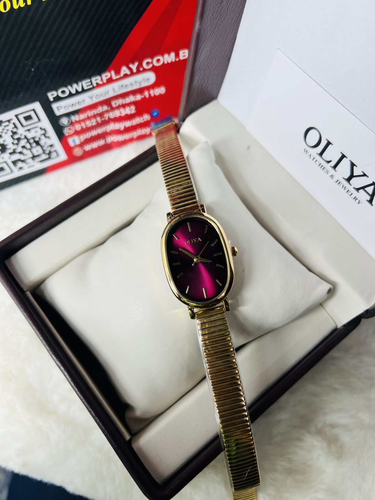 IMG_1592 OLIYA 980 Orginal Gubli Bracelet Chain Watch For Woman-Golden and Red - Image 1