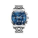 OLEVS 2858 Luxury Luminous Chronograph Men wristwatch-Silver Blue