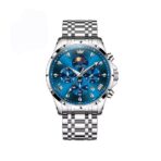 OLEVS 3653 Moon Phase Chronograph Stainless Steel Men’s Watch-Silver Blue - Image 2
