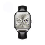 Orginal Olevs 9914 leather Strap Watch for Men-Silver Gray - Image 2