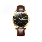 Orginal Olevs 6898  leather Strap Watch for Men-Brown & Black