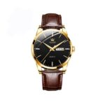 Orginal Olevs 6898  leather Strap Watch for Men-Brown & Black