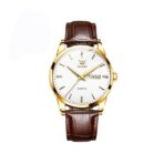 Orginal Olevs 6898  leather Strap Watch for Men-Brown & Silver