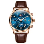 Olevs 2921 Watch For Men -Brown Rose Blue - Image 4
