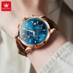 Olevs 2921 Watch For Men -Brown Rose Blue - Image 3