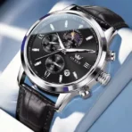 Olevs 2921 Watch For Men - Silver Black - Image 2