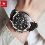 Olevs 2921 Watch For Men - Silver Black - Image 3