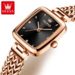 Olevs 9951 Luxury Fashion Women Watch-Rose Gold & Black - Image 2