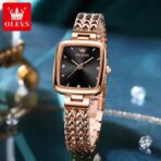 Olevs 9951 Luxury Fashion Women Watch-Rose Gold & Black - Image 3