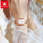 Olevs 9951 Luxury Fashion Women Watch- Rose Gold & White - Image 3