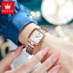 Olevs 9951 Luxury Fashion Women Watch- Rose Gold & White - Image 4