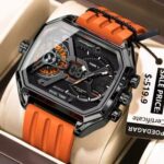 POEDAGAR 106 New Edgy Dual Display Silicone Strap Men’s Watch-Orange