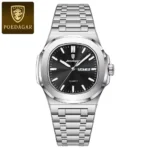 Poedagar 853 Watch For Men-Silver Black