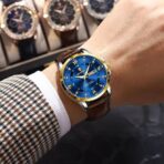 Poedagar 855 Watch For Men-Brown Blue - Image 4