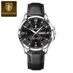 Poedagar 855 Watch For Men - Silver Black