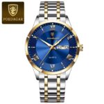 Poedagar 978 Watch For Men-Silver Gold Blue
