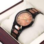 Premium Quality Rado Ceramic Tank Watch-Rose Gold Black 1016 - Image 3