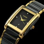 Premium Quality Rado Ceramic Tank Watch-Golden Black 1015 - Image 2