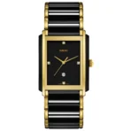 Premium Quality Rado Ceramic Tank Watch-Golden Black 1015