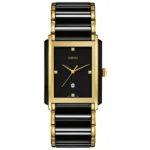 Premium Quality Rado Ceramic Tank Watch-Golden Black 1015