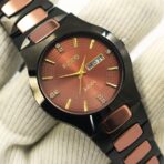 Premium Quality Rado Ceramic Tank Watch-Rose Gold Black 1016 - Image 4