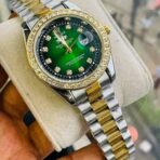 Rolex 1101 Golden Silver Stone and Green dial for Mens