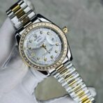 Rolex 1102 Golden Silver Stone and White Dial for Mens