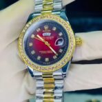 Rolex 1105 Golden Silver Stone and Red dial for Mens - Image 2