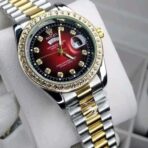 Rolex 1105 Golden Silver Stone and Red dial for Mens