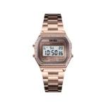 SKMEI 1474 Stainless Steel Digital Watch For Unisex-Rose Gold