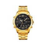 SKMEI 2049 Electronic Dual Display Quartz Watch For Men-Gold - Image 2