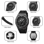 SKMEI 2243 Military Tactical LED Backlight & Dual Display Watch For Men- Black - Image 2