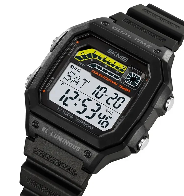SKMEI-2307-Digital-Square-Silicon-Strap-Mens-Watch-1 SKMEI 2307 Digital Square Silicon Strap Men’s Watch-Black - Image 1