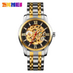 SKMEI 9222 Automatic Mechanical Watch for Men-Golden Silver and Black