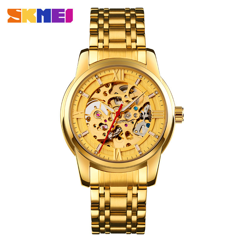 SKMEI 9222 Automatic Mechanical Watch for Men full golden SKMEI 9222 Automatic Mechanical Watch for Men-Full Golden - Image 1