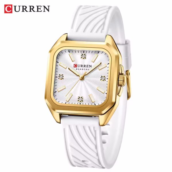 CURREN 9113 Watch Silicon Strap For Women-Golden White