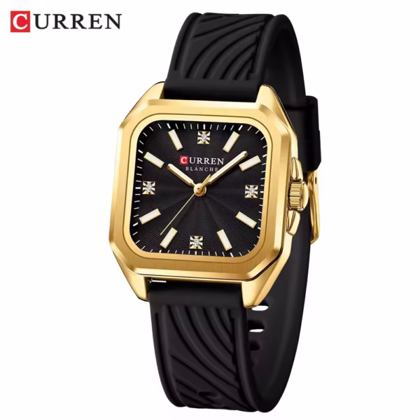 CURREN 9113 Watch Silicon Strap For Women-Golden Black