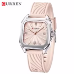 CURREN 9113 Watch Silicon Strap For Women-Golden Pink