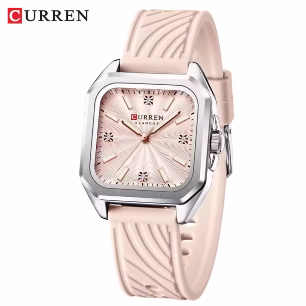 CURREN 9113 Watch Silicon Strap For Women-Golden Pink